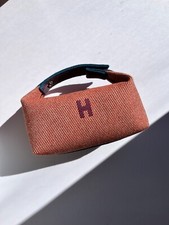 HERMES Bride-A-Brac H Natte Wool PM Tomette Red Blue Pouch Toiletry Bag