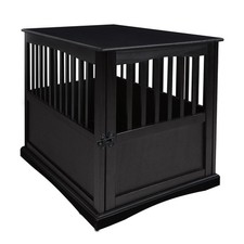 Solid Wood Pet Crate End Table Lockable Door Cozy Private Space for Pets