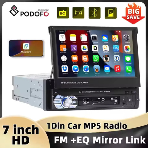 Podofo 1din lecteur mp5 écran - podofo,