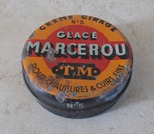 Antique metal box sheet metal cirage ICE MARCEROU 5 shoes boots France