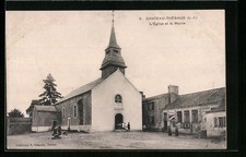 Old postcard Chateau-Thèbaud, the church and the town hall 