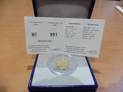 Superbe monnaie centime - , or