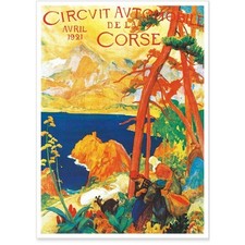 Affiche ancienne circuit automobile Corse (80 x 80 cm)