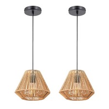 Lot de 2 Lustre Rotin
