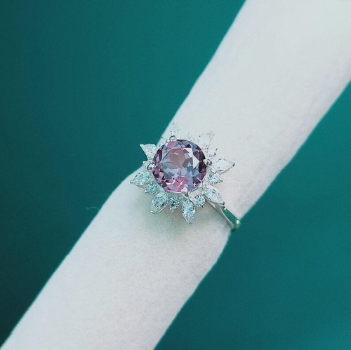 Bague halo alexandrite - bague,