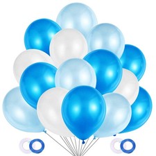 100 Pièces Ballon Bleu et Blanc Ballon Gonflable Bleu Ballon Helium pour Garc...