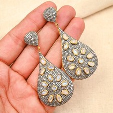 Pierre Boucles D'Oreilles avec Pavé Diamants En 925 Argent,