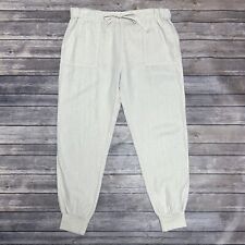 Joie Ivory Woven Linen Stuva Elastic Waistband Lightweight Joggers *RUNS LOOSE*