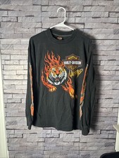 VTG Harley Davidson Untamed Flame Tiger Size L Single Stitch Reprint Longsleeve