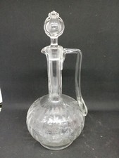 Antique Glass Carafe Engraved Decor