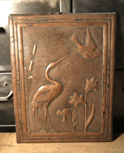 Plaque murale cuivre - plaque, repoussé
