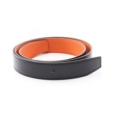 HERMES belt ceinture X 95cm reversible Box calf Togo leather Black Orange used