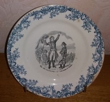 assiette ancienne XIXième faïence Clairefontaine Napoléon/militaire/Terre de fer