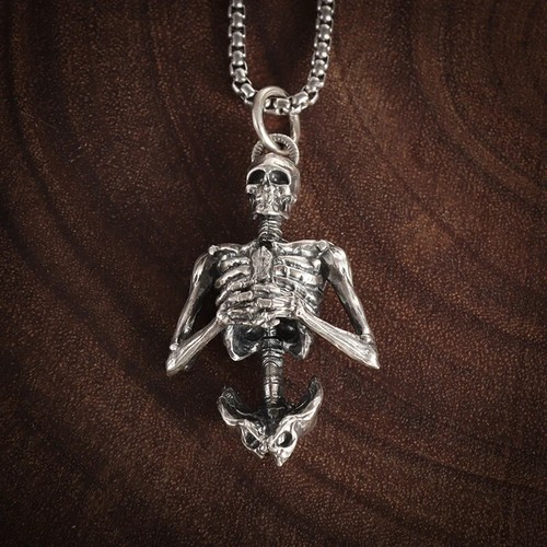 Collier squelette crâne - , os