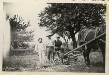OLD PHOTO - VINTAGE SNAPSHOT - FARMER FARMER HORSE PLOW - FARMER HORSE