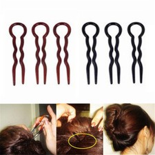 9/15 Pcs U-shaped Bun Hair Pin Clip Grips Brown Wavy Salon Hairpins
