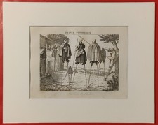 Gravure: XIXéme  Habitants des LANDES  Bergers sur Echasses 40 par LACAUCHIE