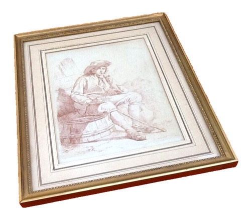 Ancienne gravure fumeur - gravure, "