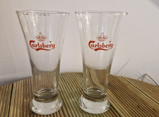 Lot de 2 verres à bière carlsberg logo rouge années 60