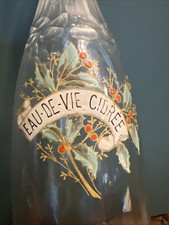 Rare Bouteille Verre Emaillé