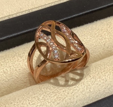 Babette Wasserman Espalier silver rose gold plate cubic zirconia ring