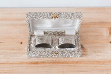 Vintage Pair of Antique Silver Metal Towel Rounds Set