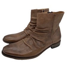 John Varvatos Morrison Sharpei Brown Leather Slouchy Boots US 11.5 Made In Italy