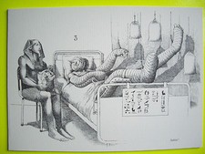 SÉRIGRAPHIE " HUMOUR NOIR , HOMMES EN BLANC "  Claude SERRE/ médecin, psy , kiné