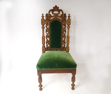 Chaise enfant bois sculpté assise velour XIXème siècle