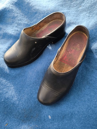 Paire sabots bois - , cuir