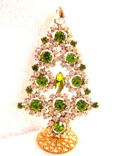 RHINESTONE BEAUTIFUL CZECH HANDMADE CHRISTMAS TREE DECORATION STANDING T675