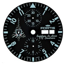Cadran FORTIS pour Valjoux 7750 noir 35,2 mm 'Escadron de Chasse 1/12'