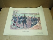 war 1914-18 BELGE ARMY King Albert 1st in the trenches engraving by HANRIOT