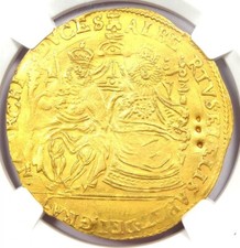 1598 Spanish Netherlands Gold Albert & Isabella 2 Souverain D'or 2S'DOR. NGC AU