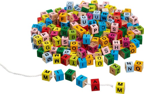 Cubes lettres bois - de,