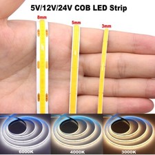 5V 12V 24V COB LED Strip Light 3mm 5mm 8mm Flexible Tape Cabinet Kitchen Lights