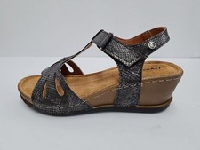 Riposella Sandales Femmes Compensées Et Fermeture Scratch - Anthracite (Couleur