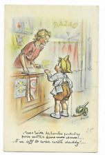 Old postcard "Germaine Bouret - A box of stinking balls to put in my cannon!