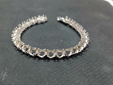 925 Argent Sterling Bracelet Pierre Taille 6 MM Rond Semi Montage Réglage Femme