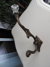 Antique Coat Rack Hat Hanger Wardrobe Cast Iron Button Crystal Glass 1900