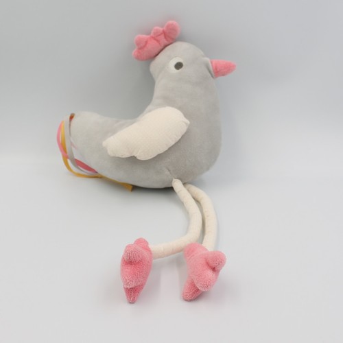 Doudou poule grise - , rose