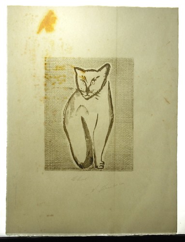 Chat gravure originale sur - gravure,