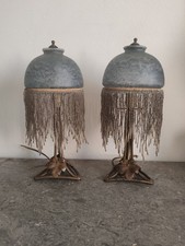 Antique Charleston Style Pearl Lamps. Glass/Metal. Vintage