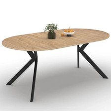 Table à manger extensible ronde ALIX 4-10 personnes pied araignée bois et noir 1