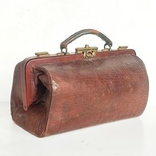 ANCIENNE SACOCHE DE MÉDECIN EN CUIR - DÉBUT XXe siècle BAGAGE RETRO VINTAGE 