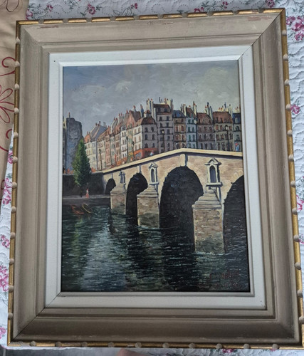Huile sur panneau pont marie - sur,