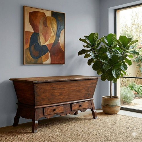 Buffet ancien peuplier teinté - ancien,