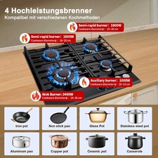 60cm verre Plaque de cuisson à gaz naturel Propane Double plaque de cuisson 