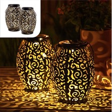 Lot de 2 Lanternes Solaires Marocaines – Lampes LED Extérieures Étanches à Su...