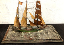 marine diorama sailor work wooden boat